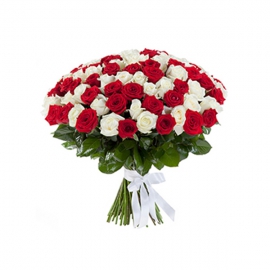  Antalya Lara Çiçek Gönder 101 Beyaz ve Kırmızı Gül